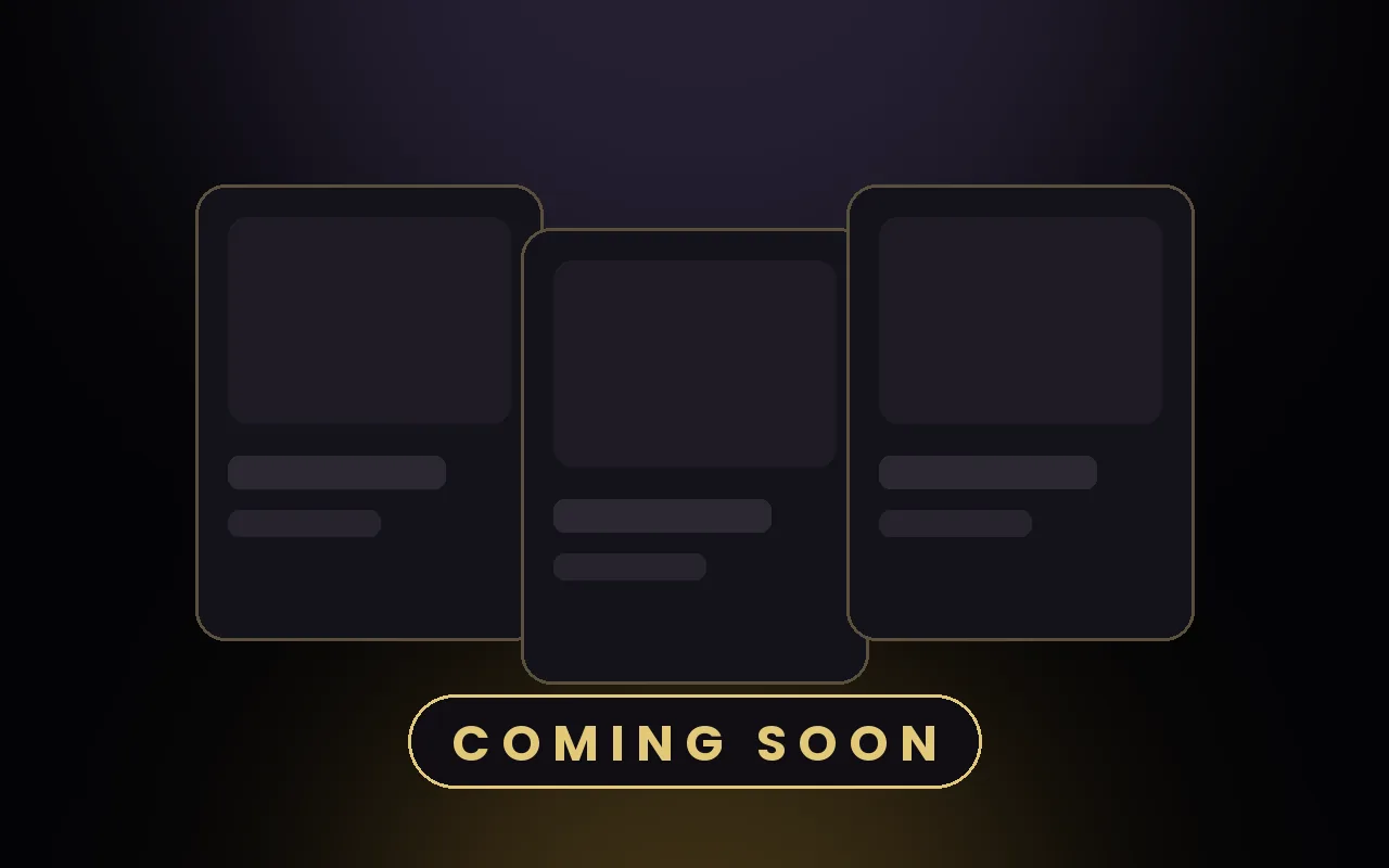 Three dim game cards behind the words Coming soon