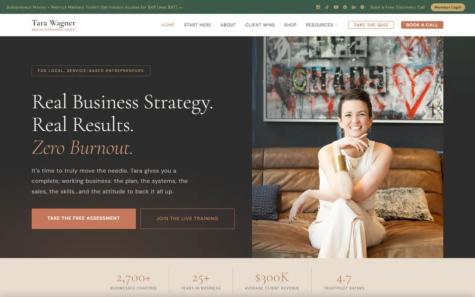 The home page of Breakthrough Boss