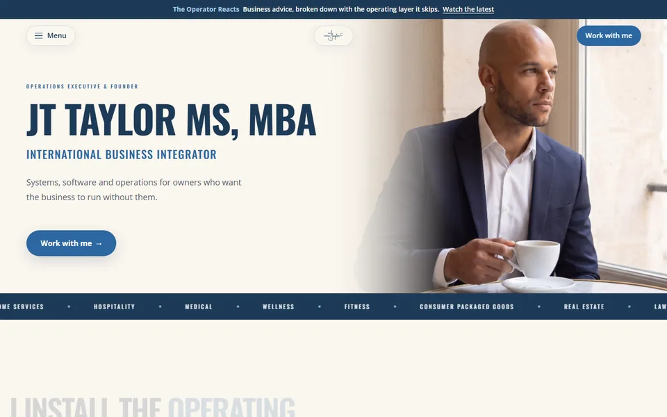 The home page of JT Taylor