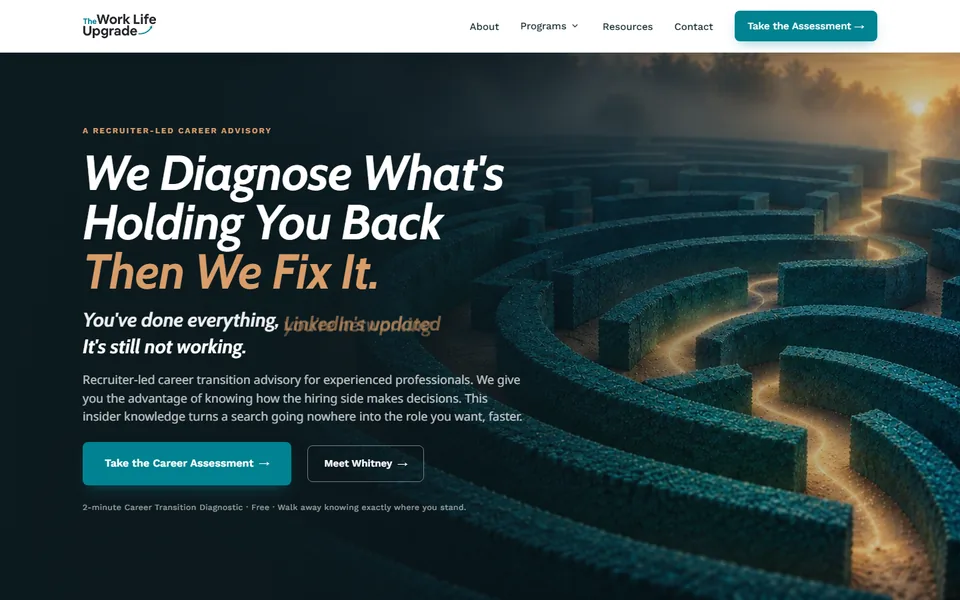 The home page of The Work Life Upgrade